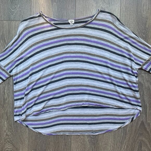 Aritzia Wilfred T-shirt Cropped stripes boxy fit short sleeve Gray Size XS - Picture 10 of 14